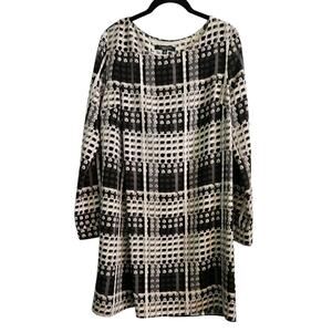 Thakoon for Design Nation Dress Size M Black Grey White Mini Long Sleeve